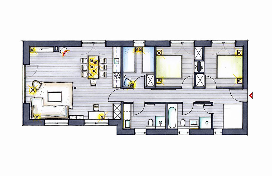 Wohnungsgrundriss Småland